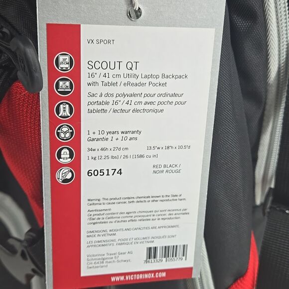 NEW Victorinox QT Quik Trip 60 Years Anniversary Black and Red Backpack - Picture 4 of 12